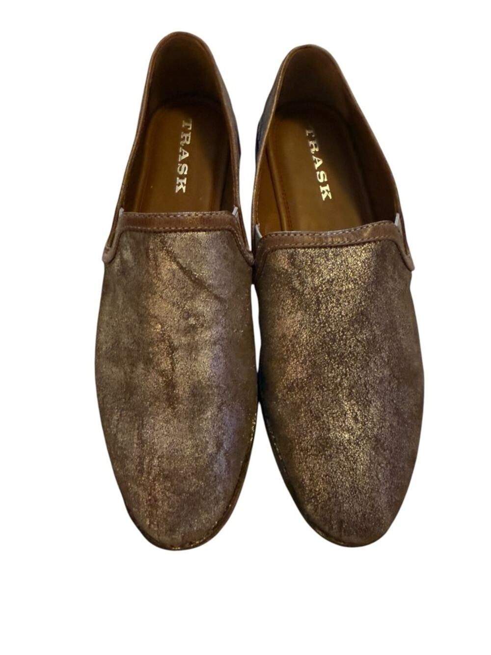 NIB Trask Metallic Bronze Silver Slip-On Loafers with dustbags 6.5